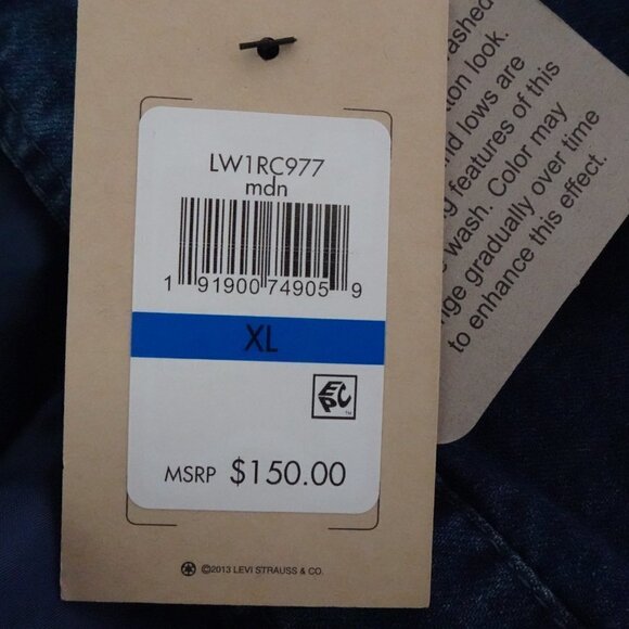 Levi's Denim Jean Jacket Women's Size XL Blue Belted Pockets Chore Coat Cotton - Picture 12 of 12